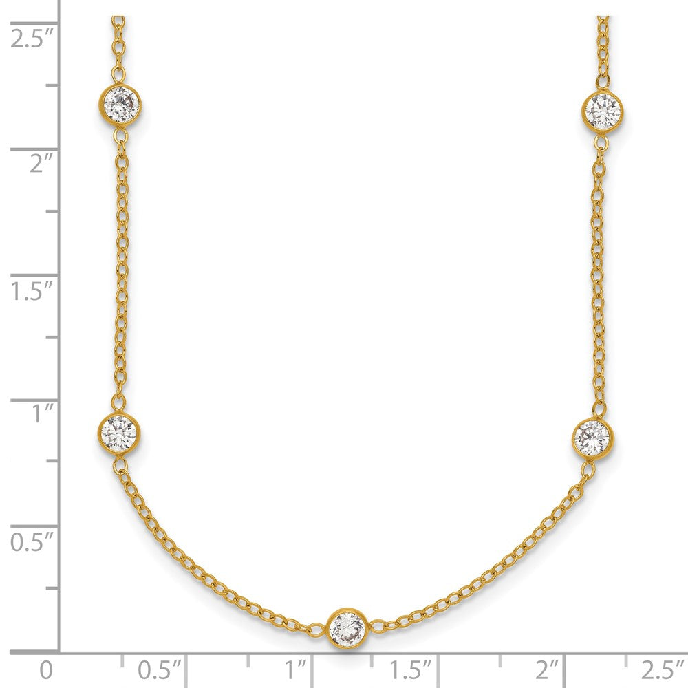 FJC Finejewelers 14 kt Yellow Gold Filled Fancy Necklace 1/20 Filled 9-Station CZ with 2in ext. Necklace 18 Inches