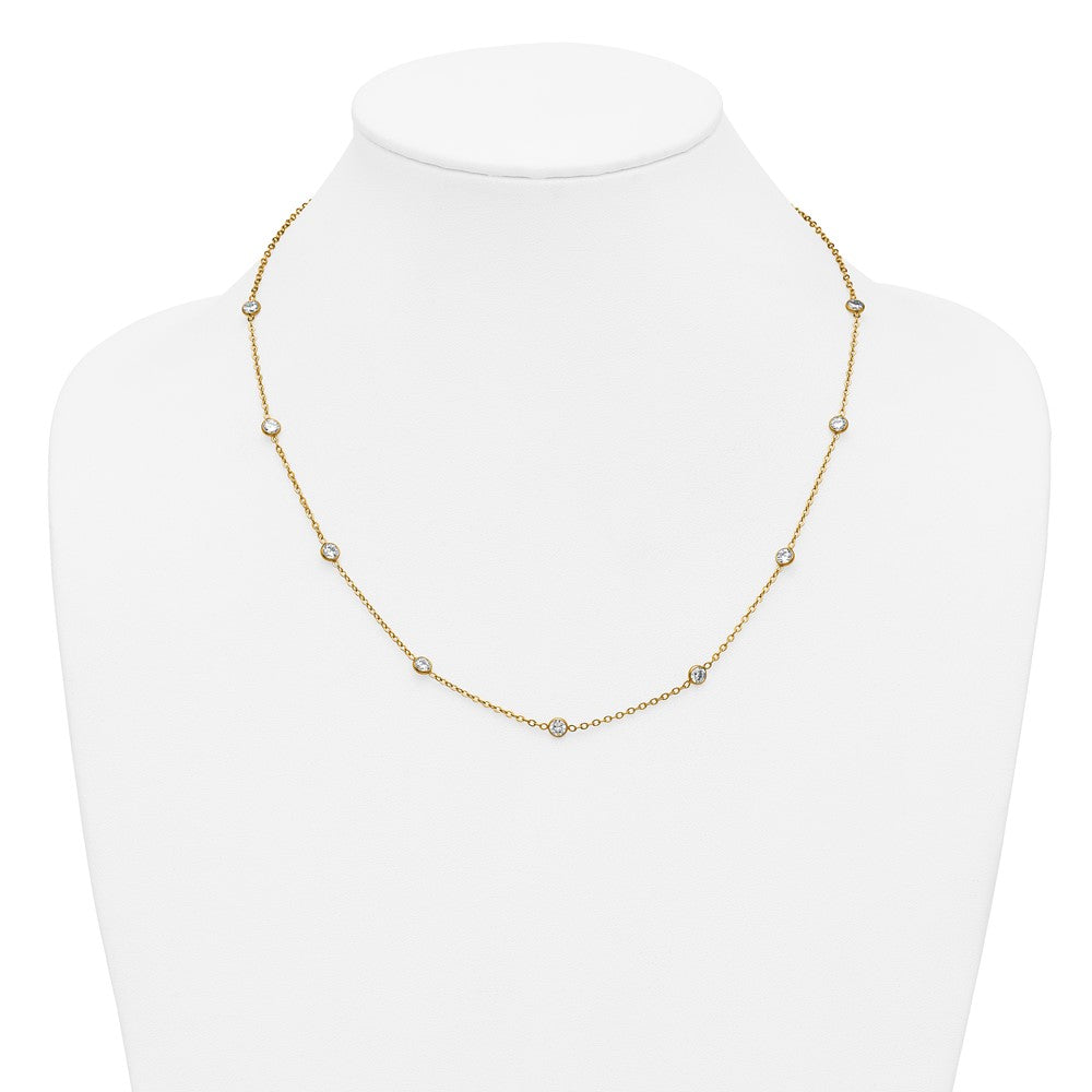 FJC Finejewelers 14 kt Yellow Gold Filled Fancy Necklace 1/20 Filled 9-Station CZ with 2in ext. Necklace 18 Inches