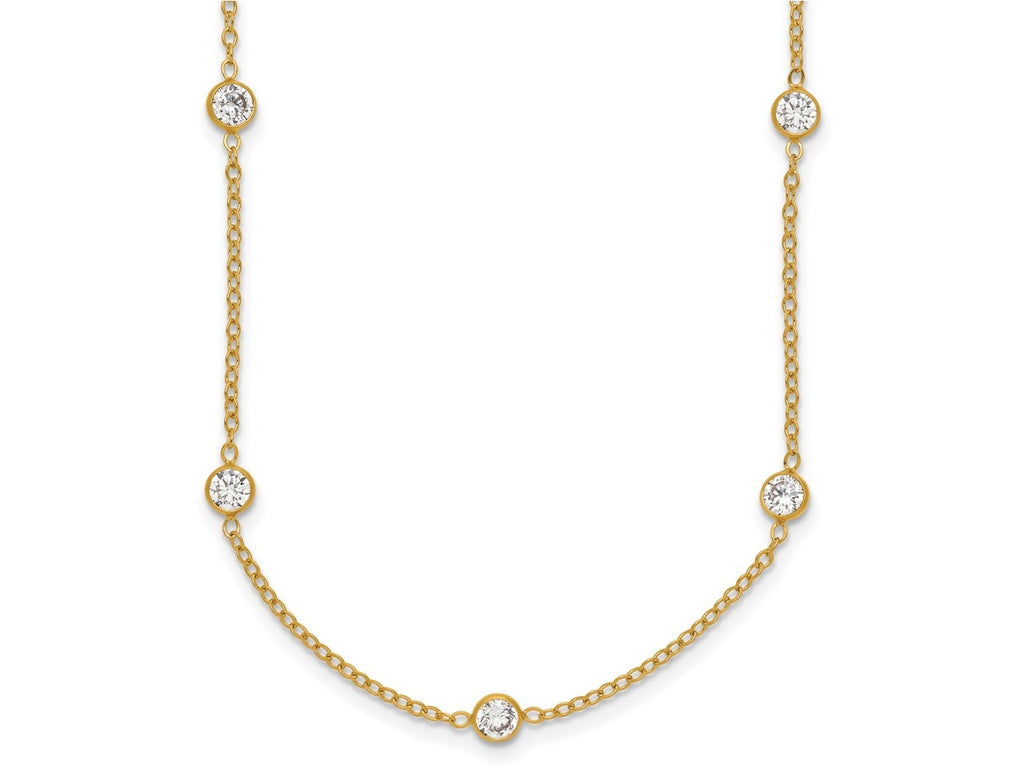 FJC Finejewelers 14 kt Yellow Gold Filled Fancy Necklace 1/20 Filled 9-Station CZ with 2in ext. Necklace 18 Inches