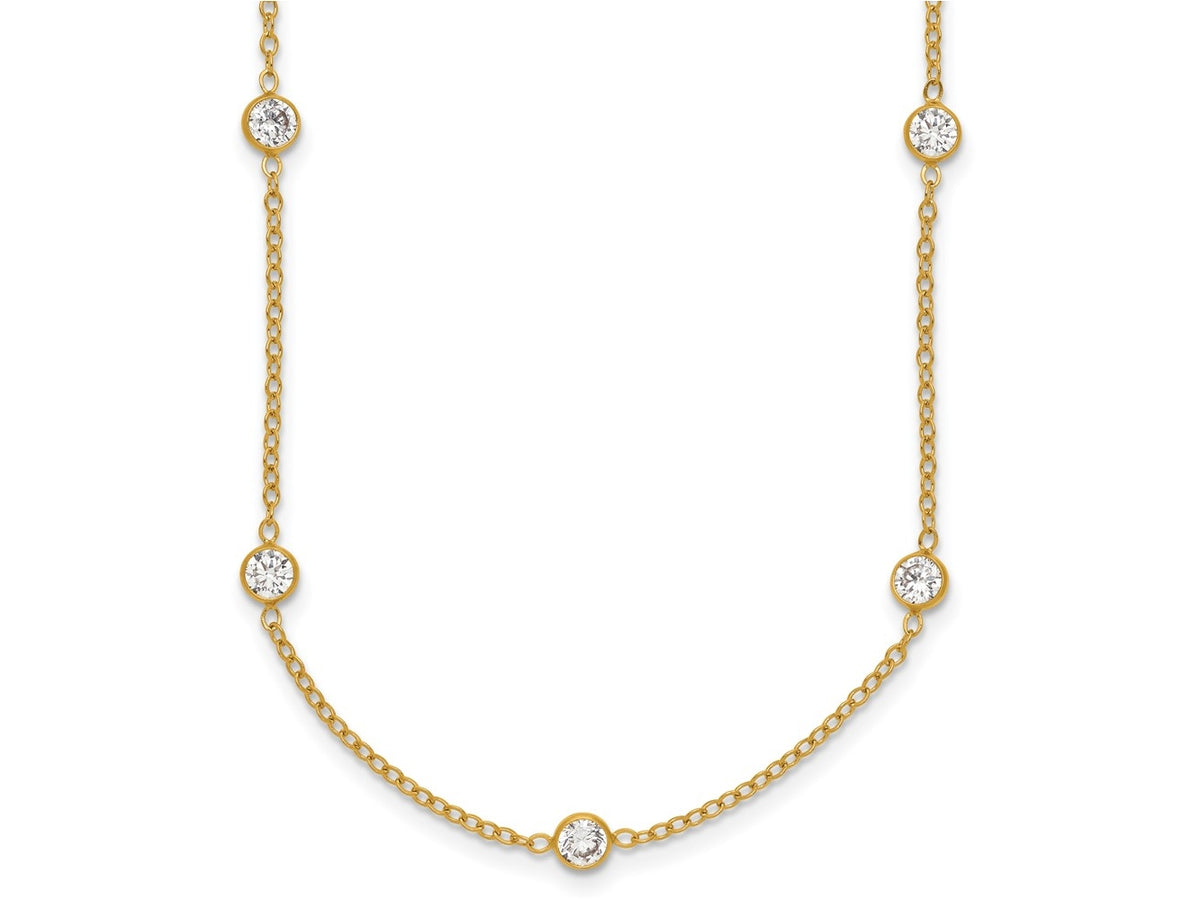 FJC Finejewelers 14 kt Yellow Gold Filled Fancy Necklace 1/20 Filled 9-Station CZ with 2in ext. Necklace 18 Inches