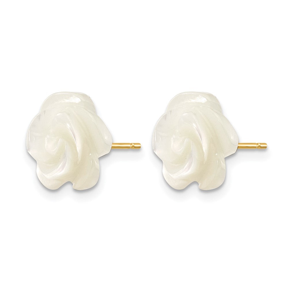 FJC Finejewelers 14 kt Yellow Gold Filled Button 1/20 Filled 10mm White MOP Flower Design Post Earrings