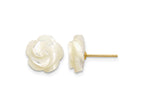 FJC Finejewelers 14 kt Yellow Gold Filled Button 1/20 Filled 10mm White MOP Flower Design Post Earrings