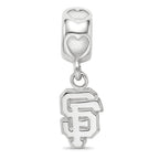 LogoArt 925 Sterling Silver Rhodium Plated MLB San Francisco Giants SF on Heart Bead