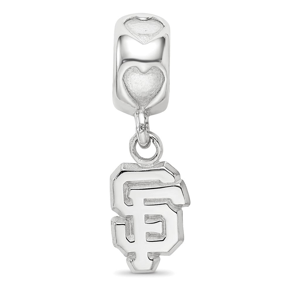 LogoArt 925 Sterling Silver Rhodium Plated MLB San Francisco Giants SF on Heart Bead