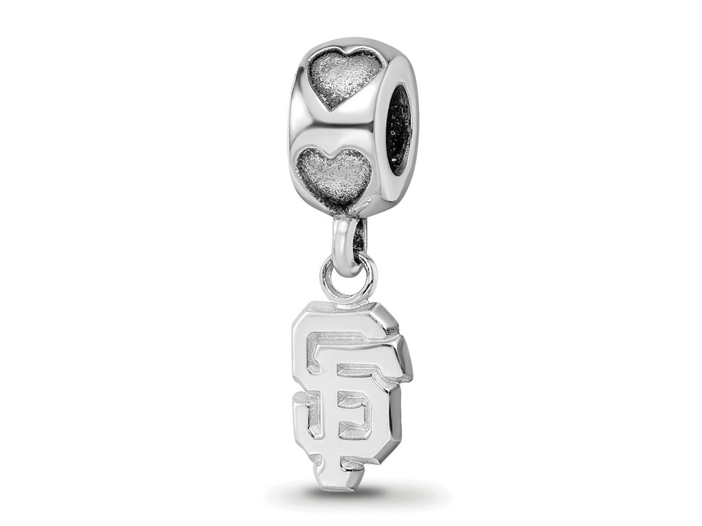 LogoArt 925 Sterling Silver Rhodium Plated MLB San Francisco Giants SF on Heart Bead