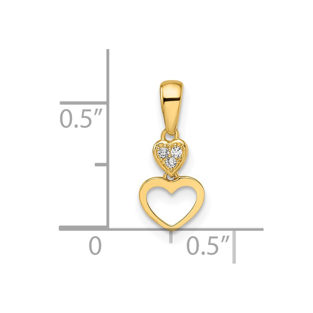 FJC Finejewelers 14 kt Yellow Gold Madi K CZ Hearts Dangle Charm 6 mm
