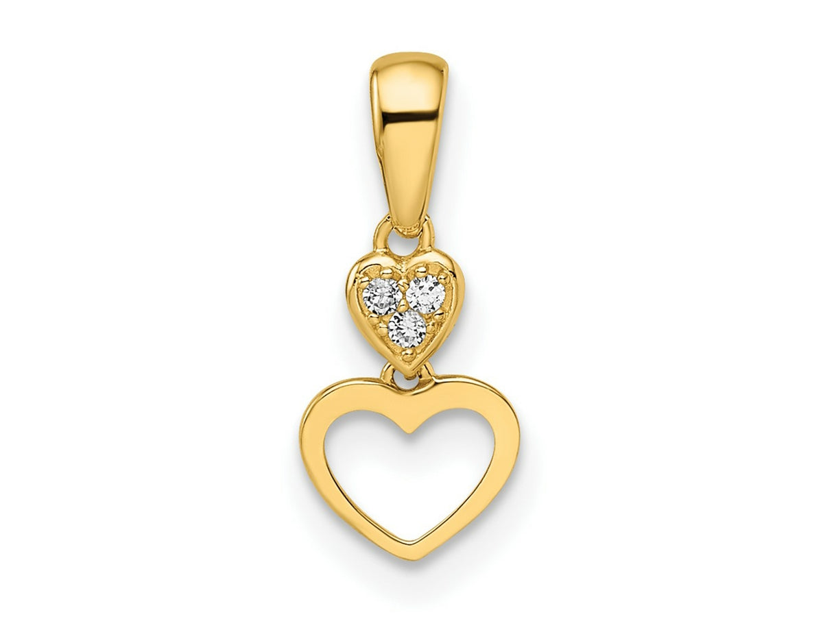 FJC Finejewelers 14 kt Yellow Gold Madi K CZ Hearts Dangle Charm 6 mm