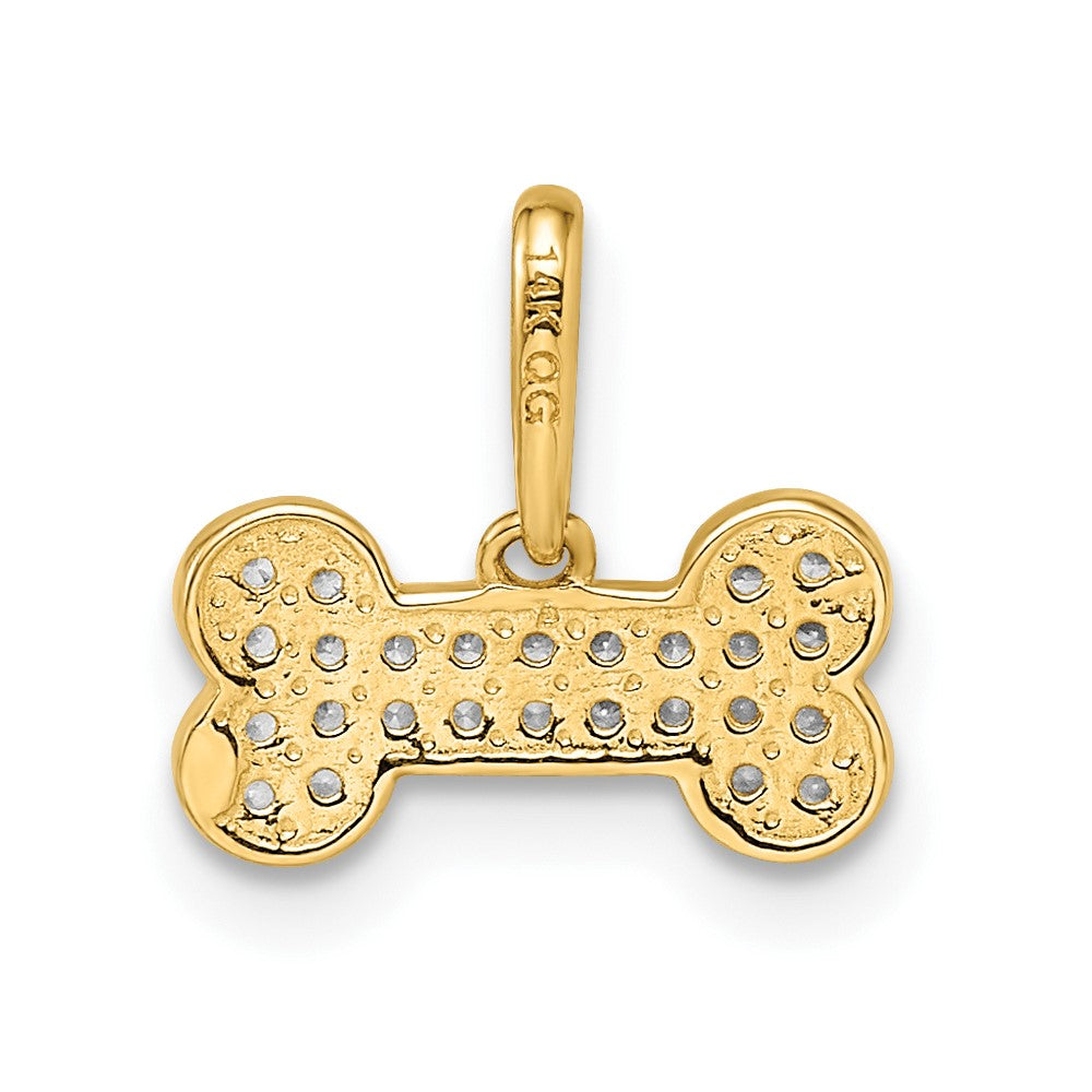 FJC Finejewelers 14 kt Yellow Gold Madi K CZ Dog Bone Charm 11 mm