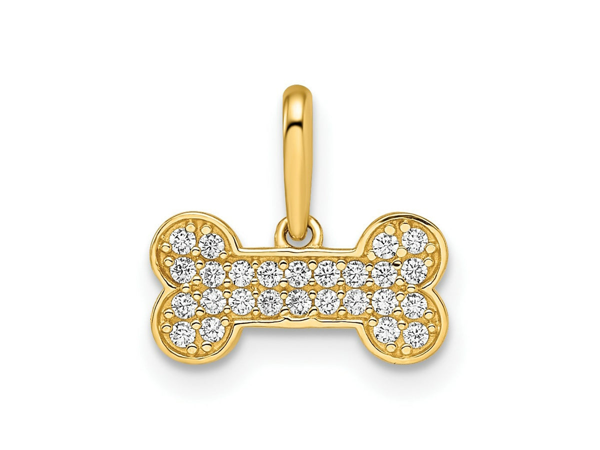 FJC Finejewelers 14 kt Yellow Gold Madi K CZ Dog Bone Charm 11 mm