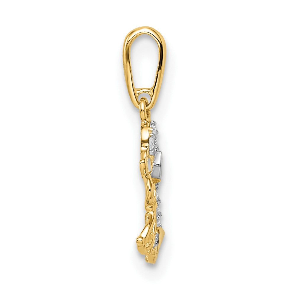 FJC Finejewelers 14 kt Yellow Gold and Rhodium Madi K CZ Dog and Puppy Charm 9 mm