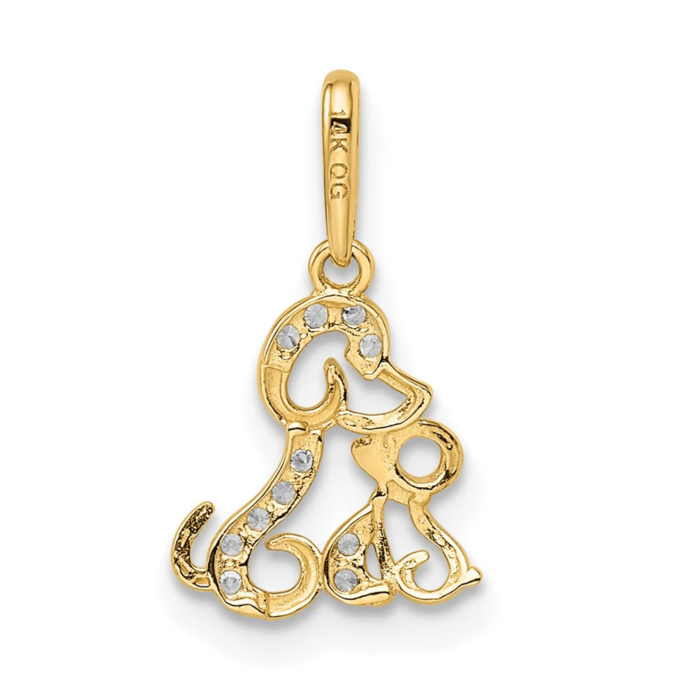 FJC Finejewelers 14 kt Yellow Gold and Rhodium Madi K CZ Dog and Puppy Charm 9 mm