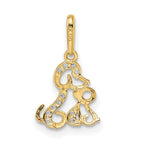 FJC Finejewelers 14 kt Yellow Gold and Rhodium Madi K CZ Dog and Puppy Charm 9 mm