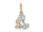 FJC Finejewelers 14 kt Yellow Gold and Rhodium Madi K CZ Dog and Puppy Charm 9 mm
