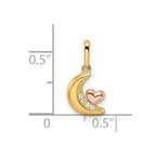 FJC Finejewelers 14 kt Two Tone Gold Madi K CZ Moon with Heart Charm 8 mm