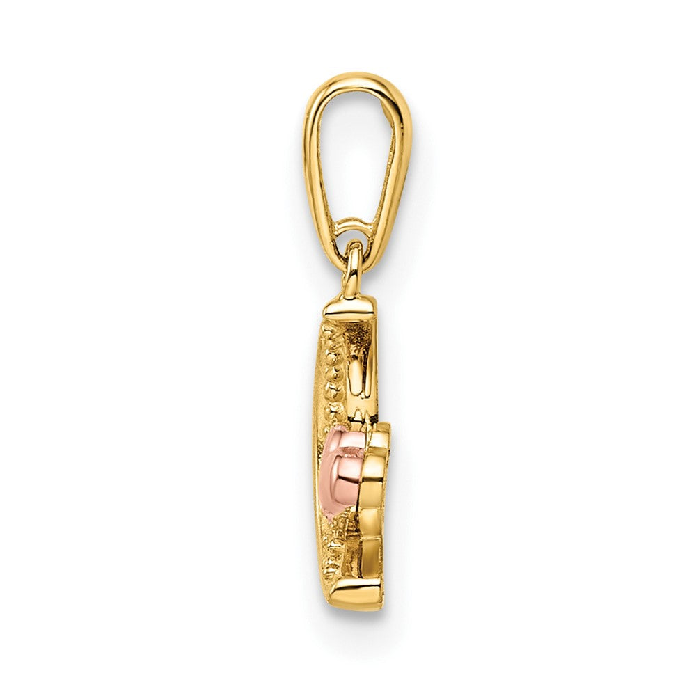 FJC Finejewelers 14 kt Two Tone Gold Madi K CZ Moon with Heart Charm 8 mm