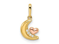 FJC Finejewelers 14 kt Two Tone Gold Madi K CZ Moon with Heart Charm 8 mm