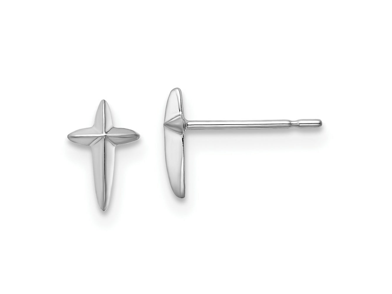 FJC Finejewelers 14 kt White Gold Cross Post Earrings 7.6 mm x 5 mm