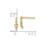 FJC Finejewelers 14 kt Yellow Gold Dangle Madi K Polished Line of CZ's and Heart Post Earrings 8 mm x 2 mm