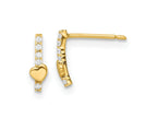 FJC Finejewelers 14 kt Yellow Gold Dangle Madi K Polished Line of CZ's and Heart Post Earrings 8 mm x 2 mm