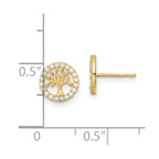 FJC Finejewelers 14 kt Yellow Gold Button Madi K Polished White CZ Tree of Life Post Earrings 7 mm x 7 mm