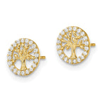 FJC Finejewelers 14 kt Yellow Gold Button Madi K Polished White CZ Tree of Life Post Earrings 7 mm x 7 mm