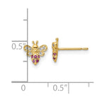 FJC Finejewelers 14 kt Yellow Gold Button Madi K Clear and Red CZ Bee Post Earrings 7 mm x 7 mm