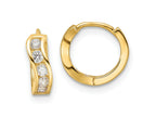 FJC Finejewelers 14 kt Yellow Gold Madi K Polished CZ Wavy Hinged Huggie Hoop Earrings 10 mm x 3 mm