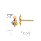 FJC Finejewelers 14 kt Yellow Gold Button Madi K Red and Clear CZ and Green Glass Christmas Tree Earrings