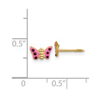 FJC Finejewelers 14 kt Yellow Gold Button Madi K Pink Enameled Butterfly Earrings 5 mm x 7 mm
