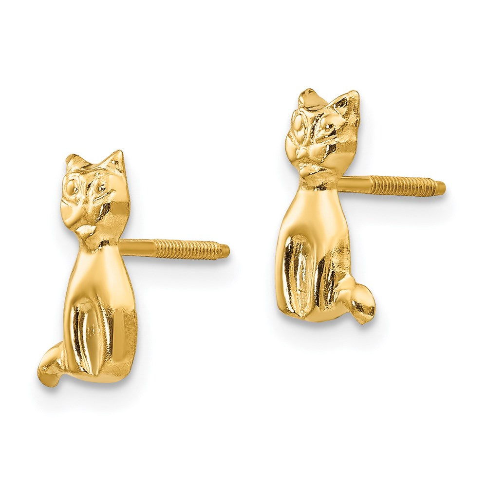 FJC Finejewelers 14 kt Yellow Gold Button Madi K Cat Earrings 9 mm x 6 mm