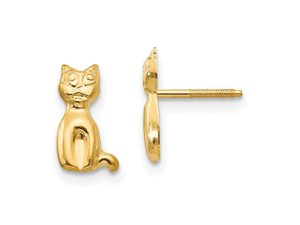 FJC Finejewelers 14 kt Yellow Gold Button Madi K Cat Earrings 9 mm x 6 mm