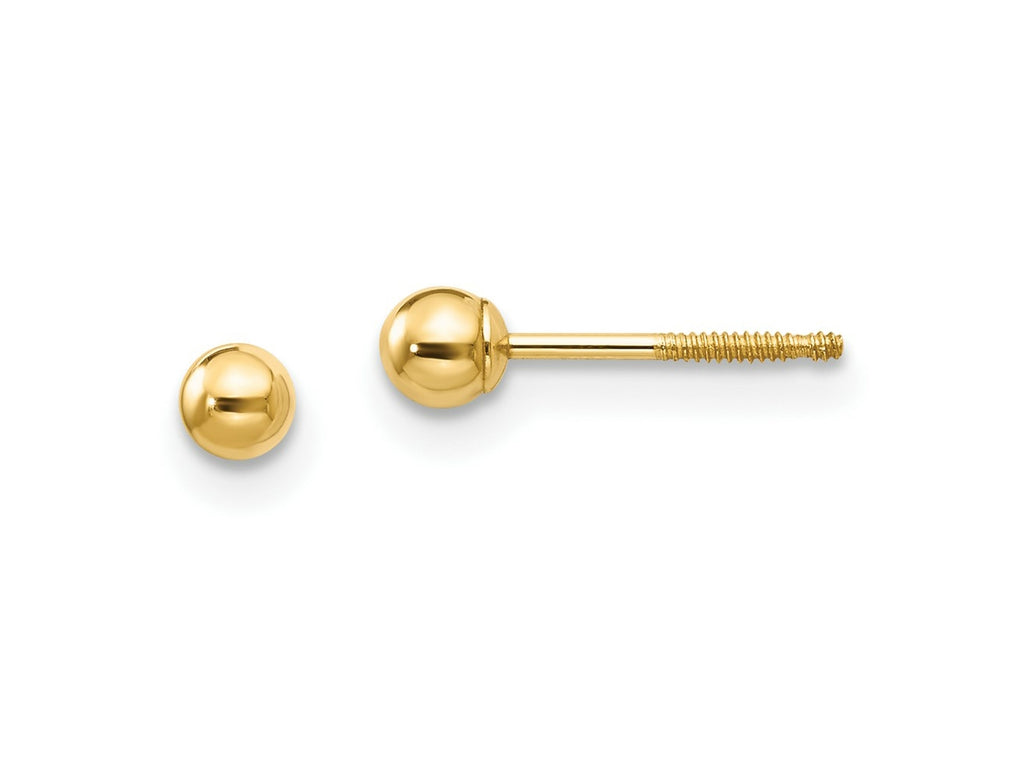 FJC Finejewelers 14 kt Yellow Gold Madi K Ball Push On and Screw Off Screwback Earrings 3 mm x 3 mm