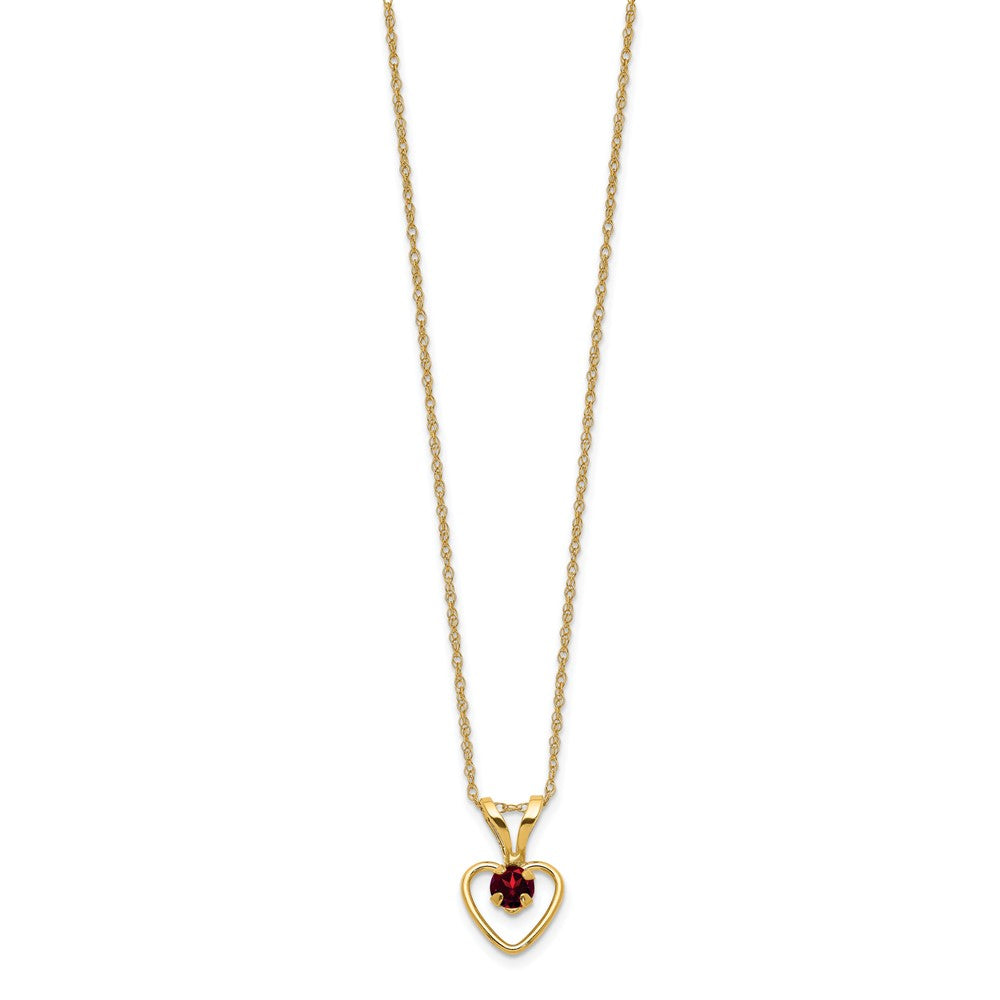 FJC Finejewelers 14 kt Yellow Gold 3mm Garnet Heart Birthstone Necklace 15 Inches x 6 mm