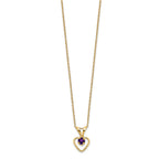 FJC Finejewelers 14 kt Yellow Gold Rope 3mm Amethyst Heart Birthstone Necklace 15 Inches x 6 mm
