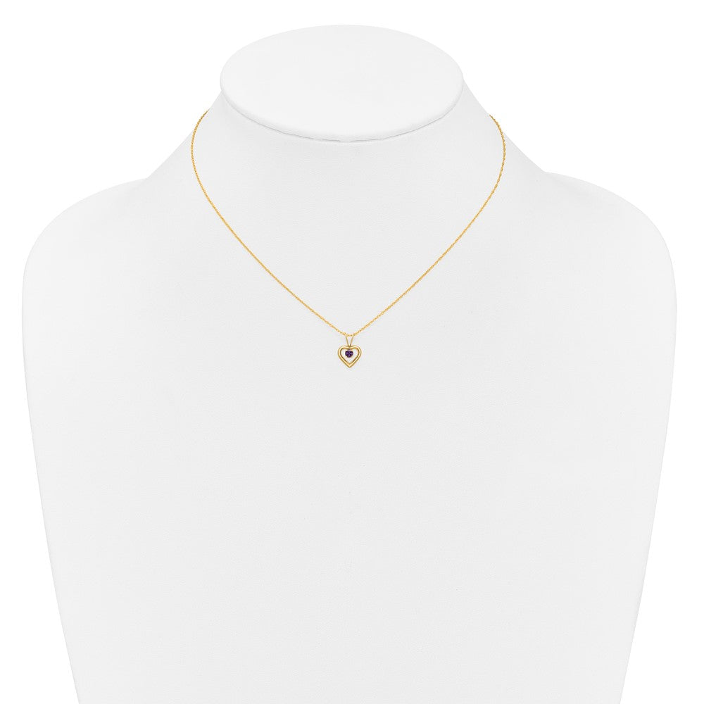 FJC Finejewelers 14 kt Yellow Gold Rope 3mm Amethyst Heart Birthstone Necklace 15 Inches x 6 mm
