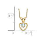 FJC Finejewelers 14 kt Yellow Gold 3mm Aquamarine Heart Birthstone Necklace 15 Inches x 6 mm