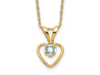 FJC Finejewelers 14 kt Yellow Gold 3mm Aquamarine Heart Birthstone Necklace 15 Inches x 6 mm