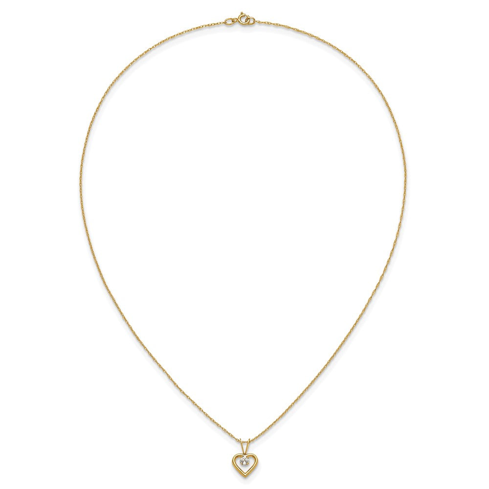 FJC Finejewelers 14 kt Yellow Gold 3mm White Zircon Heart Birthstone Necklace 15 Inches x 6 mm