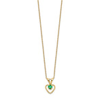 FJC Finejewelers 14 kt Yellow Gold Rope 3mm Emerald Heart Birthstone Necklace 15 Inches x 6 mm