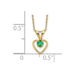 FJC Finejewelers 14 kt Yellow Gold Rope 3mm Emerald Heart Birthstone Necklace 15 Inches x 6 mm