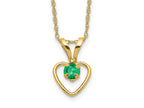 FJC Finejewelers 14 kt Yellow Gold Rope 3mm Emerald Heart Birthstone Necklace 15 Inches x 6 mm