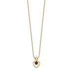 FJC Finejewelers 14 kt Yellow Gold 3mm Rhodolite Garnet Heart Birthstone Necklace 15 Inches x 6 mm