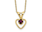 FJC Finejewelers 14 kt Yellow Gold 3mm Rhodolite Garnet Heart Birthstone Necklace 15 Inches x 6 mm