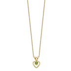FJC Finejewelers 14 kt Yellow Gold Rope Madi K 3mm Peridot Heart Birthstone Necklace 15 Inches x 7 mm