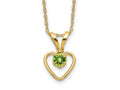 FJC Finejewelers 14 kt Yellow Gold Rope Madi K 3mm Peridot Heart Birthstone Necklace 15 Inches x 7 mm