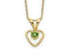 FJC Finejewelers 14 kt Yellow Gold Rope Madi K 3mm Peridot Heart Birthstone Necklace 15 Inches x 7 mm