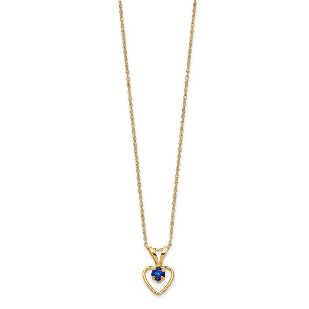 FJC Finejewelers 14 kt Yellow Gold Madi K 3mm Sapphire Heart Birthstone Necklace 15 Inches x 6 mm