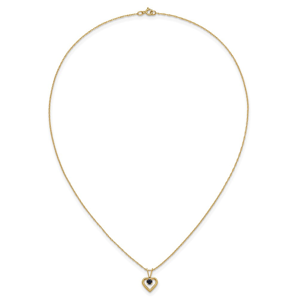 FJC Finejewelers 14 kt Yellow Gold Madi K 3mm Sapphire Heart Birthstone Necklace 15 Inches x 6 mm