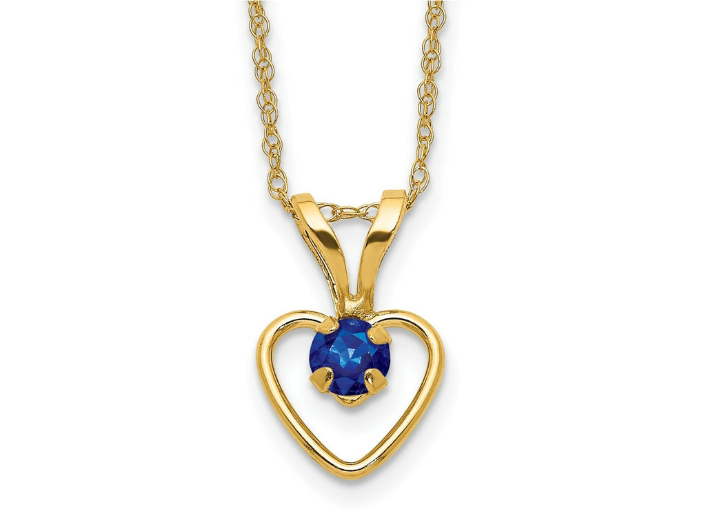 FJC Finejewelers 14 kt Yellow Gold Madi K 3mm Sapphire Heart Birthstone Necklace 15 Inches x 6 mm