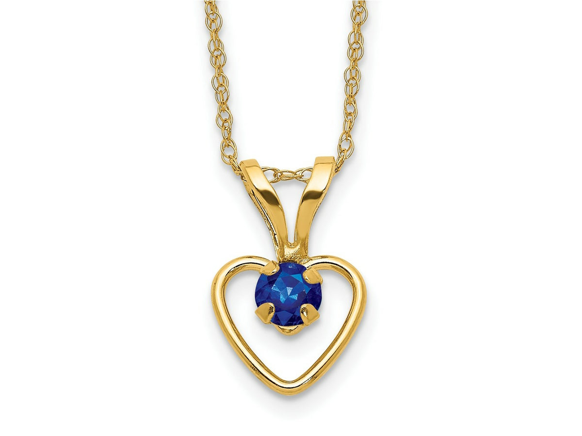 FJC Finejewelers 14 kt Yellow Gold Madi K 3mm Sapphire Heart Birthstone Necklace 15 Inches x 6 mm